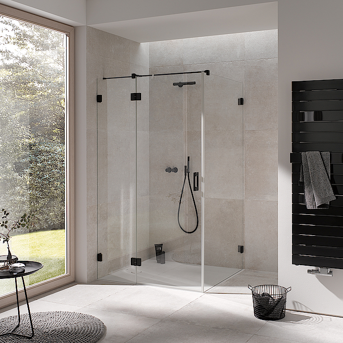 Kermi hinged shower enclosure LIGA hinged door XXL Black