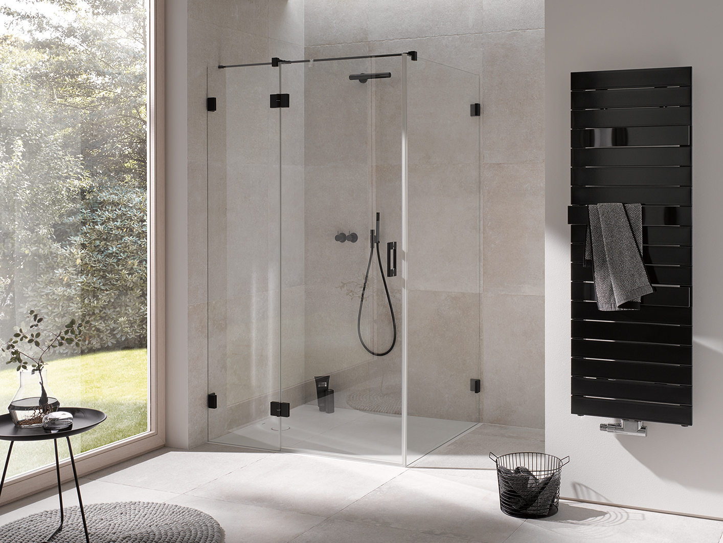 Kermi hinged shower enclosure LIGA hinged door XXL Black