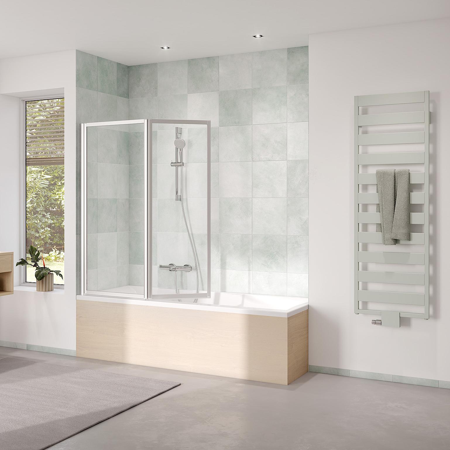 Kermi shower enclosure for bathtub VARIO 2000 two panel folding screen on bathtub