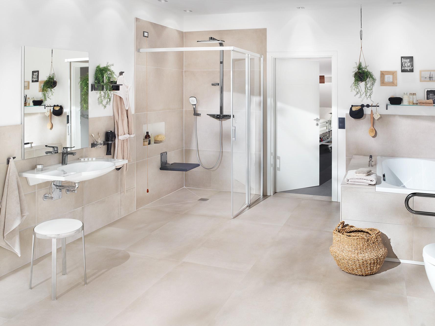 Kermi barrier-free bathroom solution with profile shower enclosure LIGA 