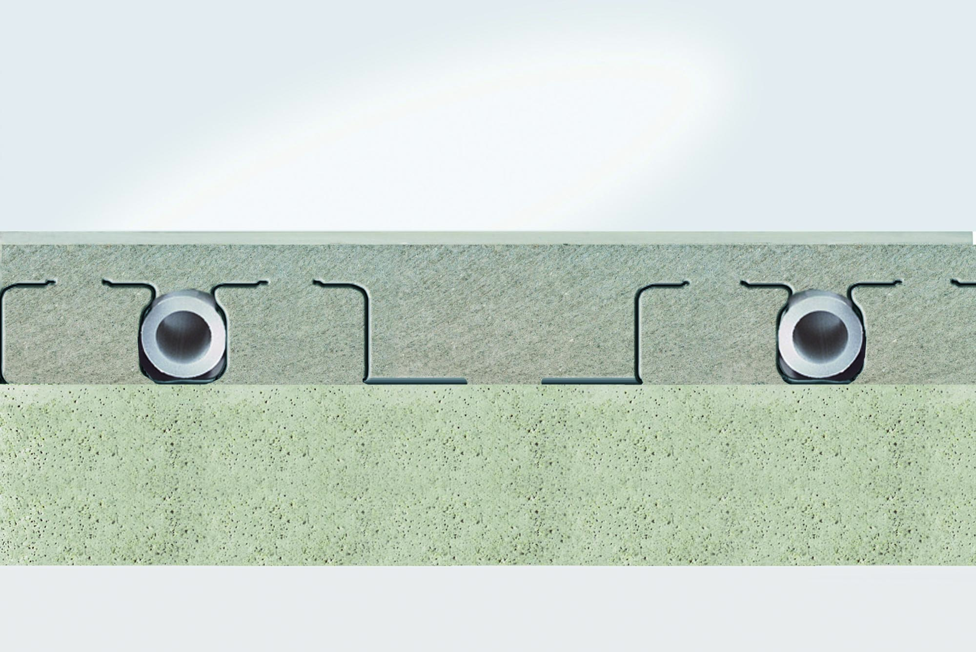 „Kermi x-net C15“ plono sluoksnio grindinio šildymo sistemos gumbuotos plokštės konstrukcija ypatinga.
