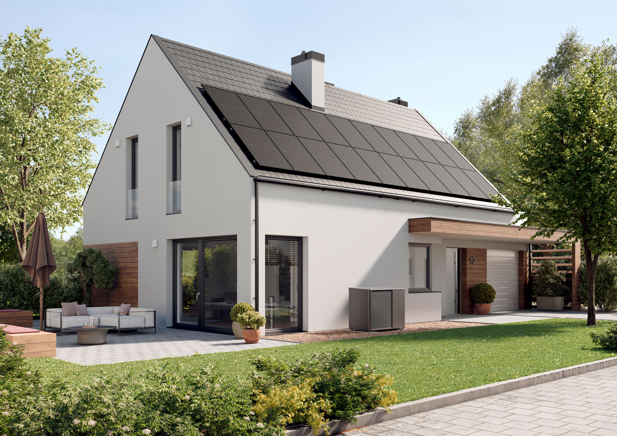 x-change dynamic pro M air/water heat pump environmentally friendly heating: When renovating in conjunction with a solar panel system, replace the oil heating system as a matter of course.