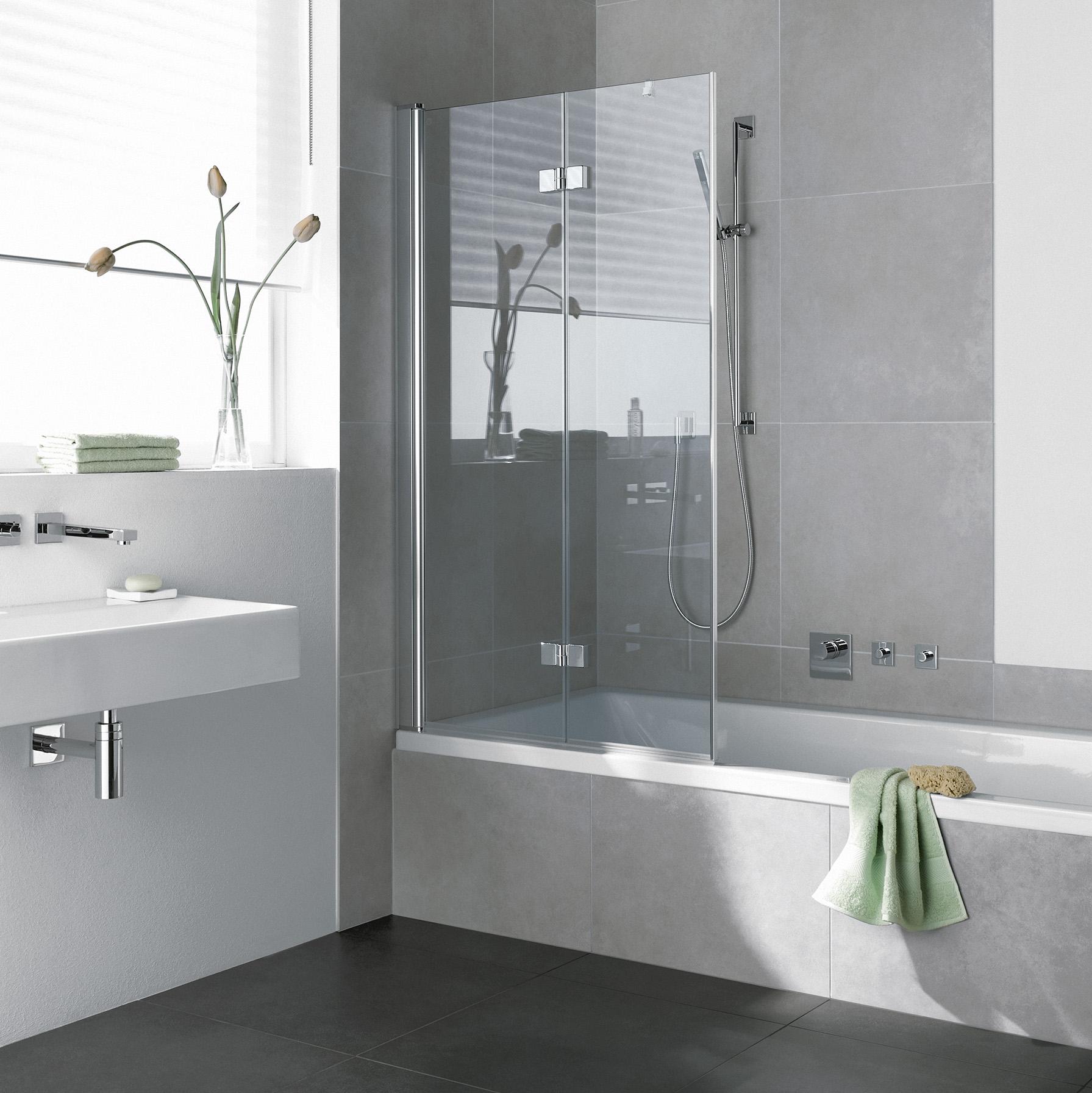 Kermi profile shower enclosure, DIGA two-panel folding screen for bathtub