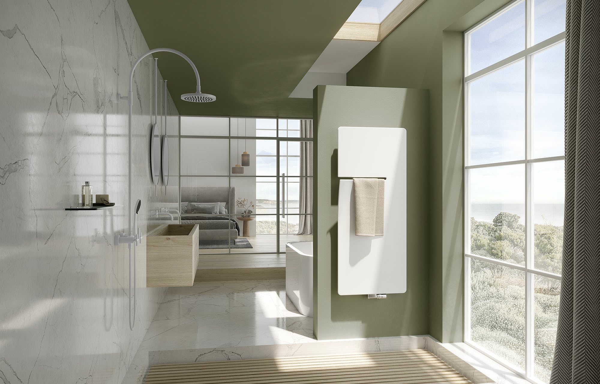 Bathroom and home radiator Ineo in the right-hand version, colour Textured White