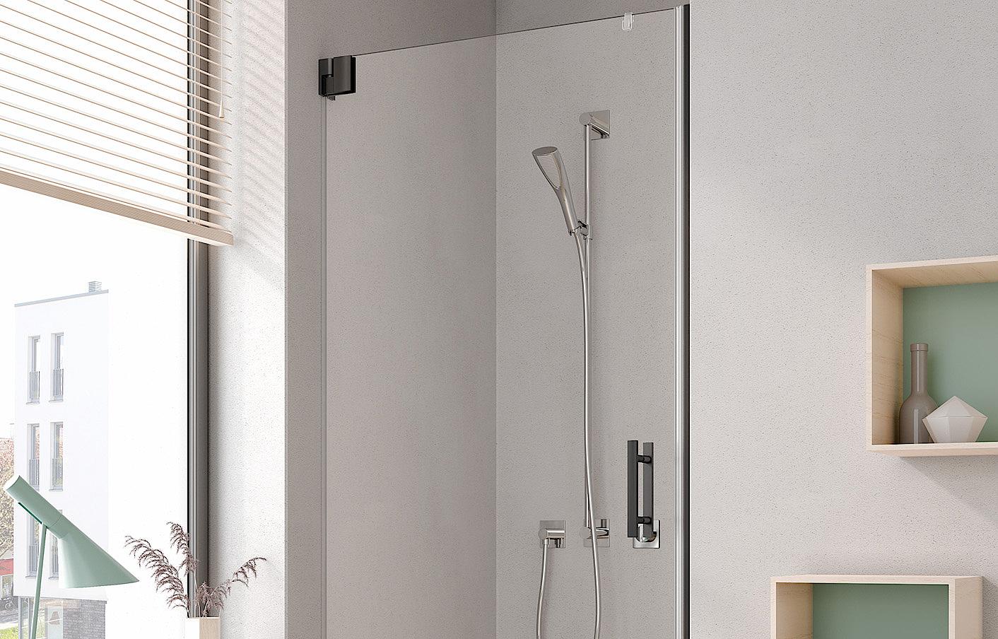 Kermi shower enclosure, FILIA single panel hinged door, Black