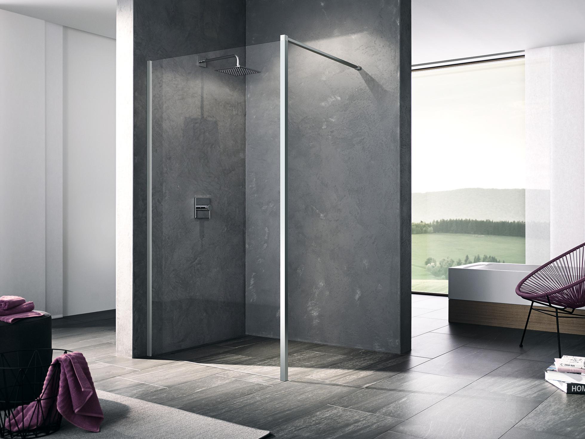 Kermi Walk-In shower enclosure, WALK-IN XB Wall with variable wall stabilizer 