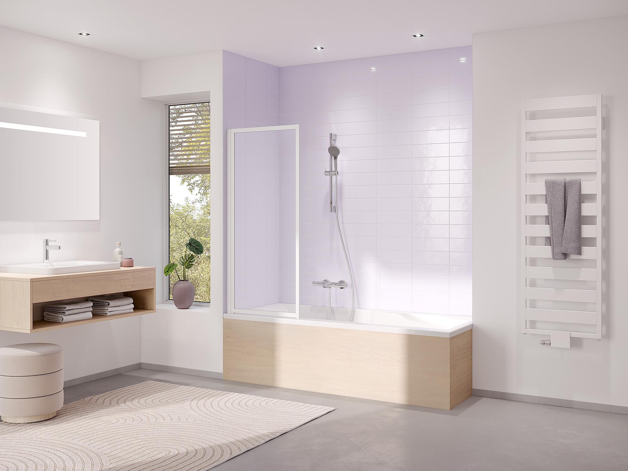 Kermi shower enclosure for bathtub VARIO 2000  hinged panel 