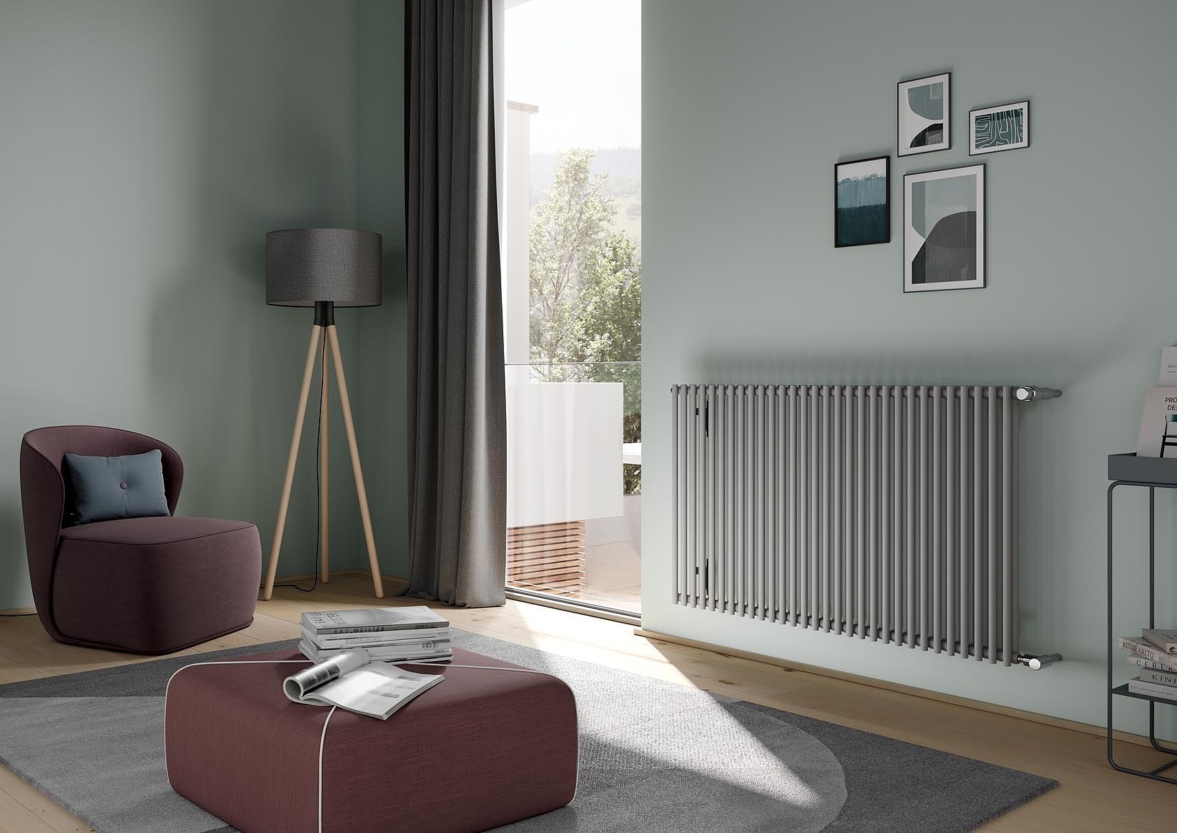Kermi Pio design and bathroom radiators available in different heights and lengths.