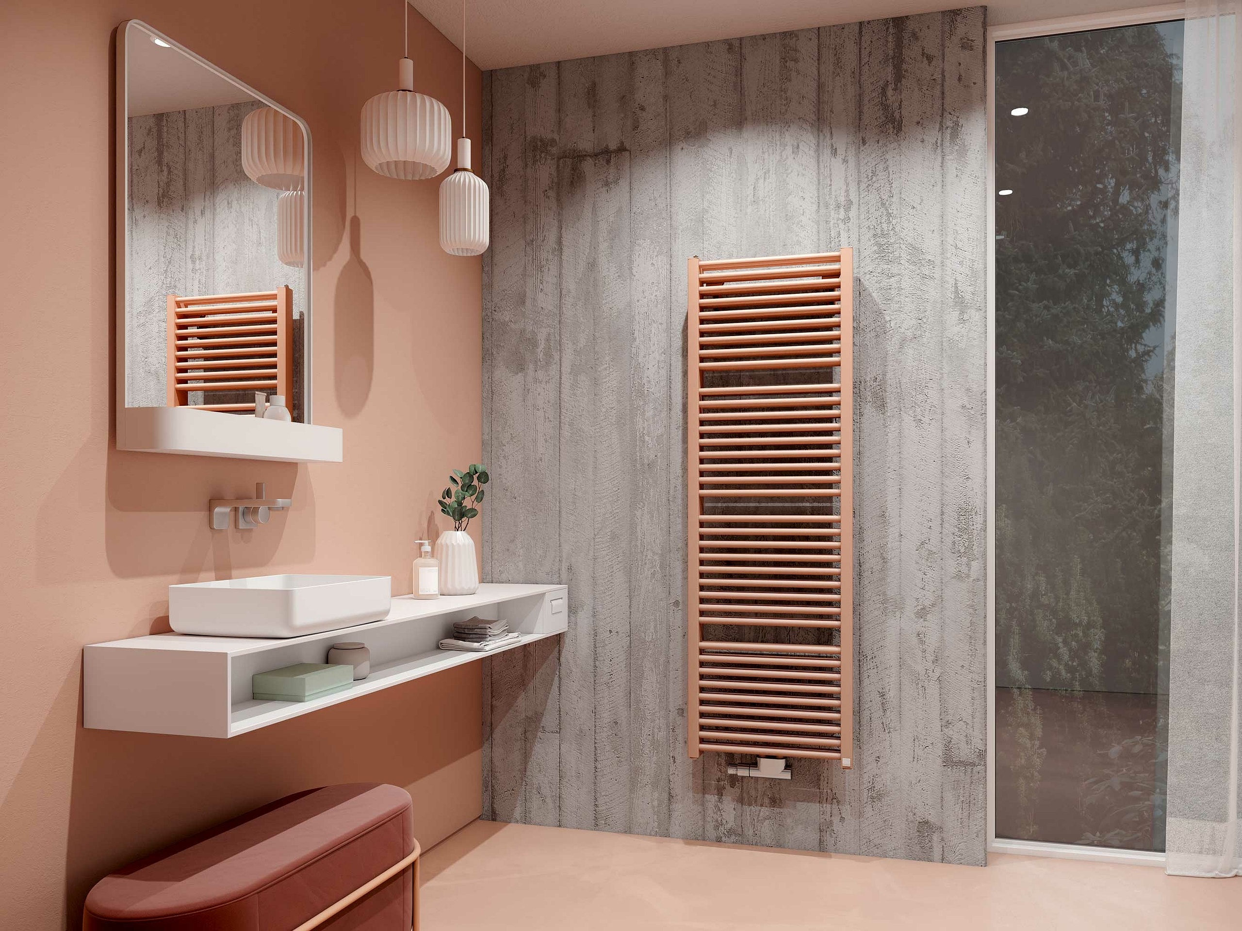 Kermi Duett design and bathroom radiators – classic bathroom heating design with double the power.