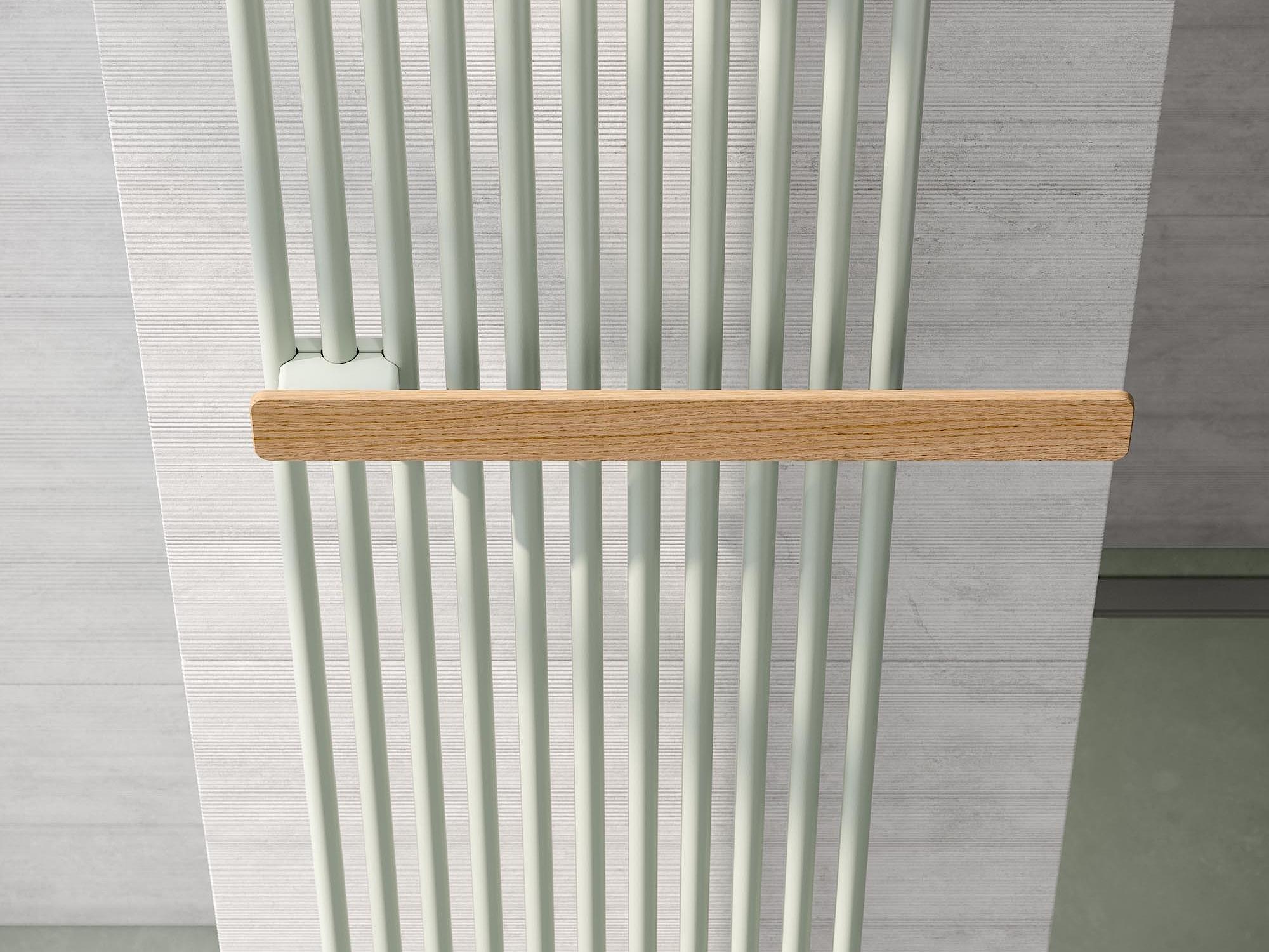 Oiled Light Oak towel rail for Kermi Pio plus design and bathroom radiators.