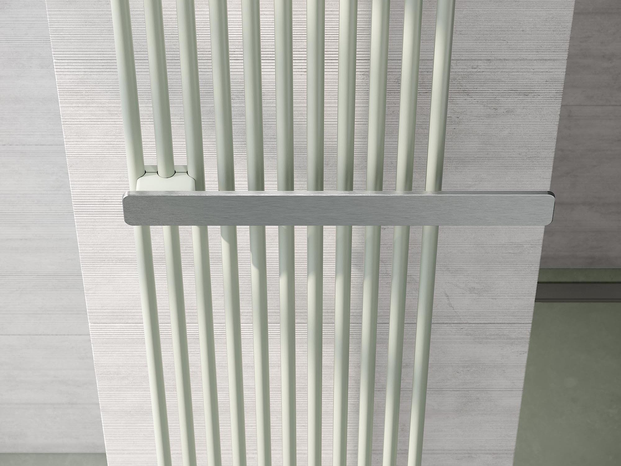 Brushed Stainless Steel towel rail for Kermi Pio plus design and bathroom radiators.
