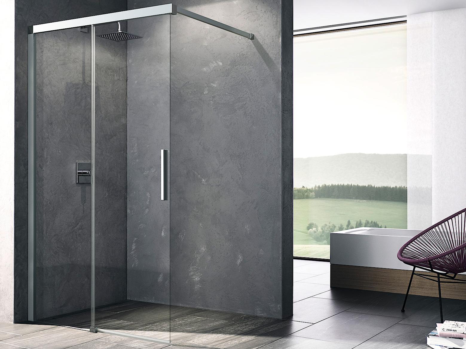 Sprchový kout Kermi NICA WALK-IN Wall posuvné dveře se stěnovým profilem
