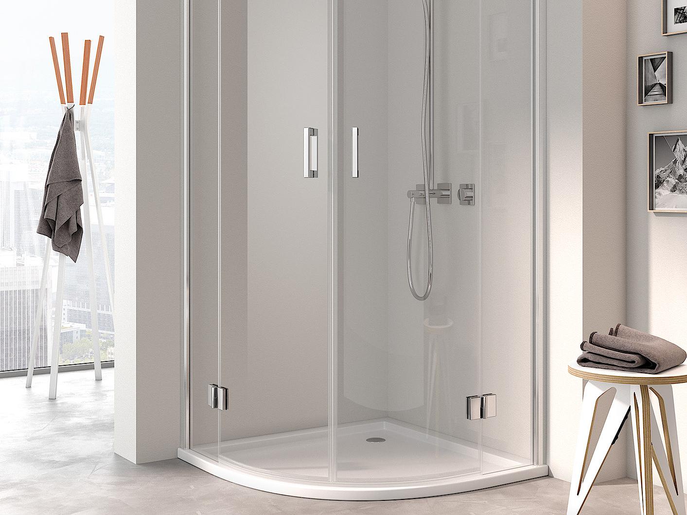 Pantový sprchový kout Kermi OSIA Čtvrtkruhový sprchový kout (otočné dveře s pevnými poli)
