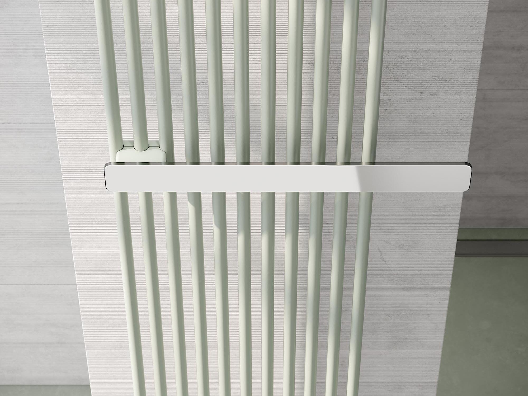 Polished stainless steel towel rail for Kermi Pio plus design and bathroom radiators.
