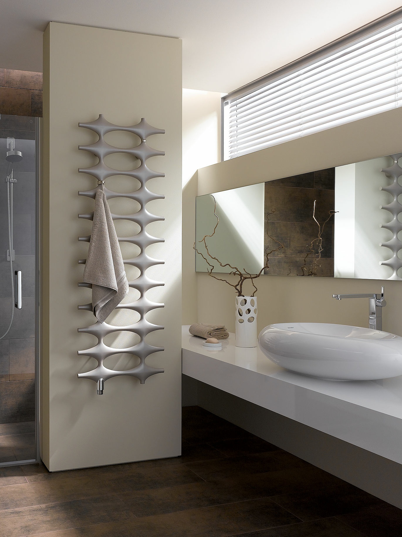 Kermi Ideos design and bathroom radiators featuring a unique design.