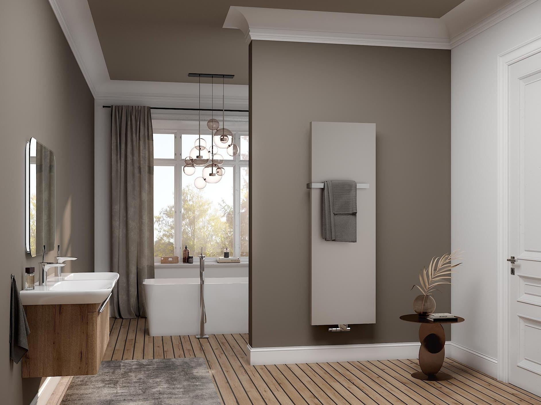 Radiatore da bagno e di design Kermi Rubeo – estetica pura con linea di design pulita e minimalista. 