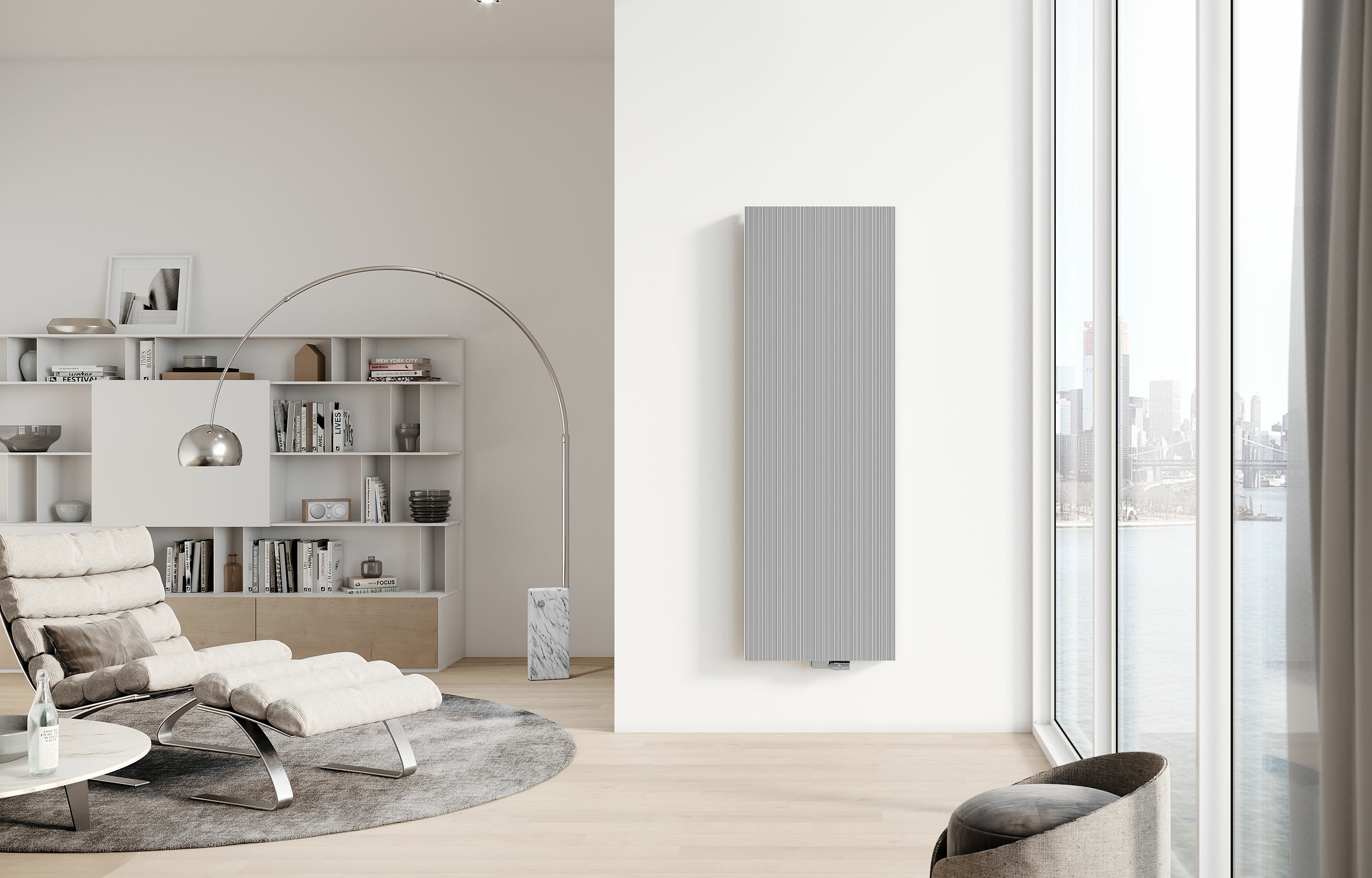 Kermi Decor-Arte Line design and bathroom radiators with a fine, irregular surface texture.