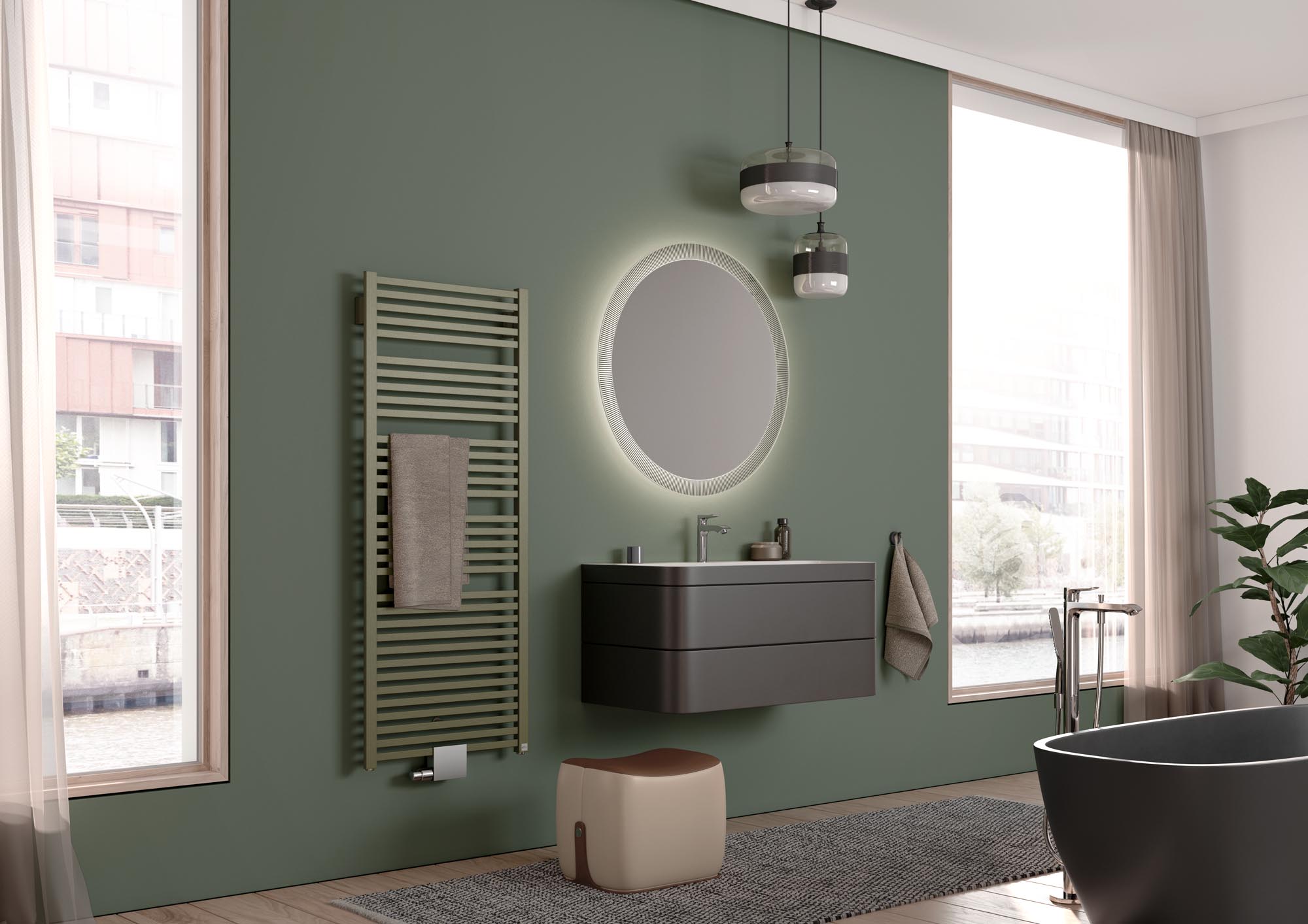 Kermi Geneo quadris design and bathroom radiators – unusually shaped elements, attractive appearance.